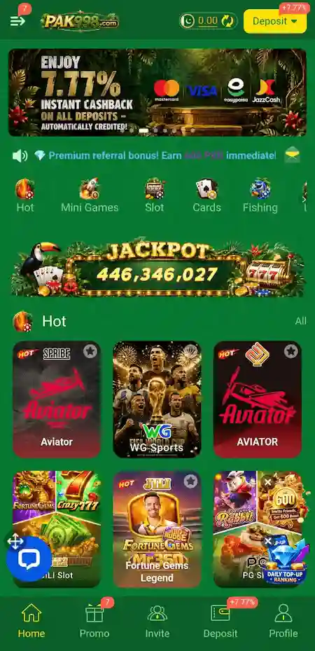 Pak998 Game interface mobile SS