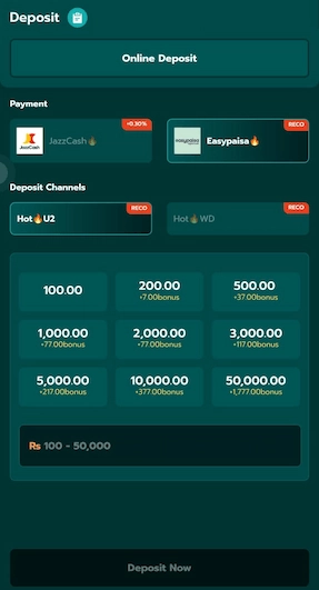 Deposit process Page ss