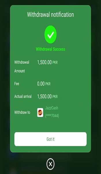 F777 game 1500 PKR successful withdrawal proof JazzCash